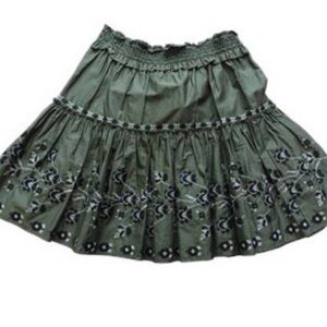 KATE SPADE Broome Street Khaki Green/Black/White Embroidered Skirt —Size Medium